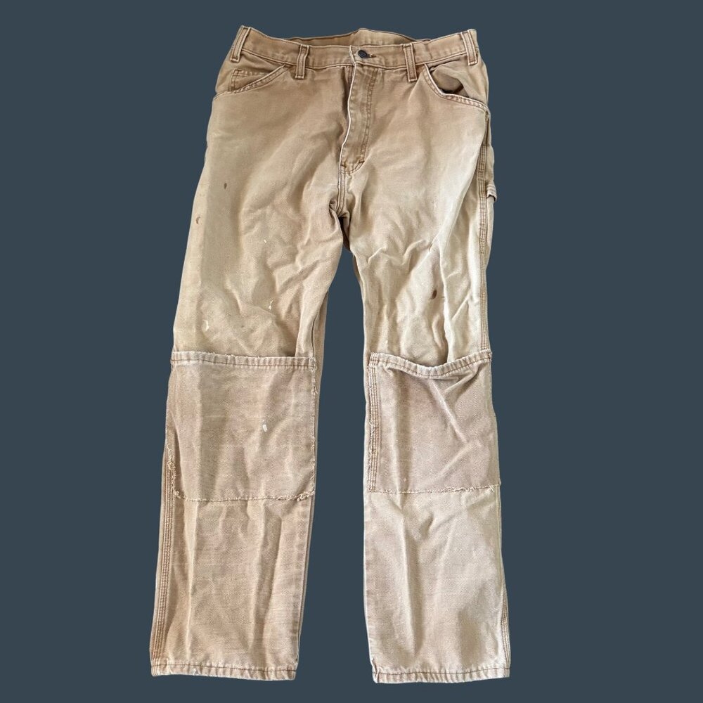 Dickies Mens Tan Double Knee Work Pants Size 34x30